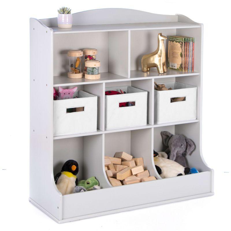 Guidecraft Kids' Toy Storage Organizer: Children's Wooden Bedroom Shelf, Cubby Organizer and Playroom Bookshelf with Open Toy Chest