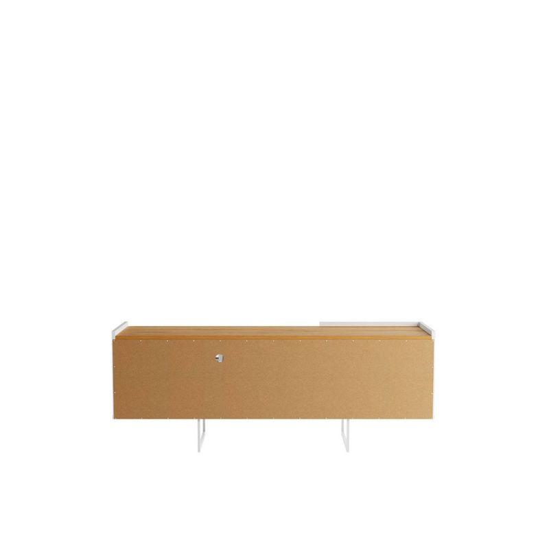 Winston TV Stand for TVs up to 50" White/Cinnamon - Manhattan Comfort: Mid-Century Design, Open & Concealed Shelving