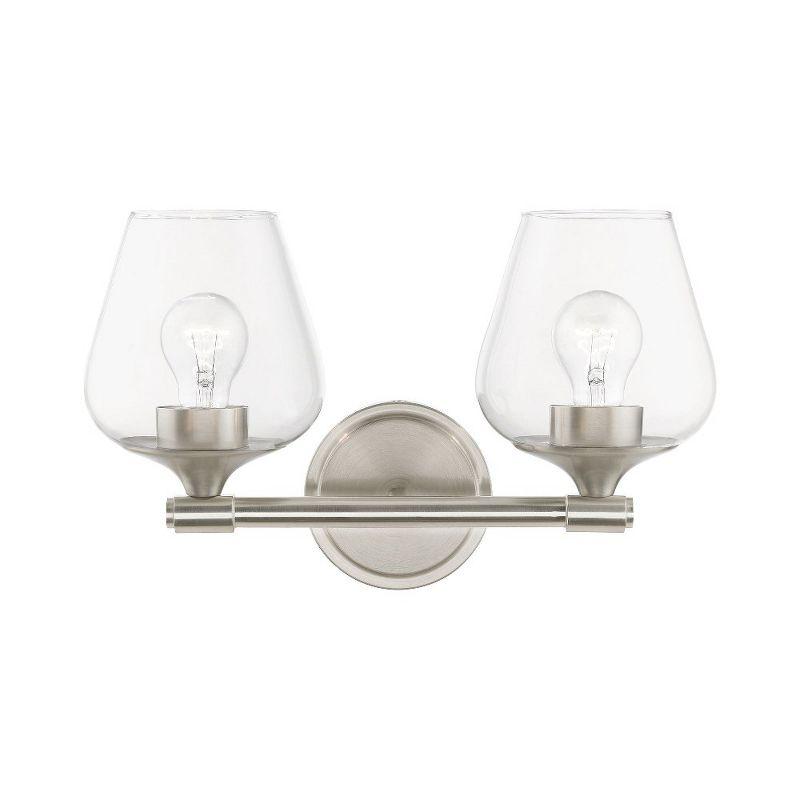 Willow Brushed Nickel 2-Light Vanity Sconce with Clear Glass