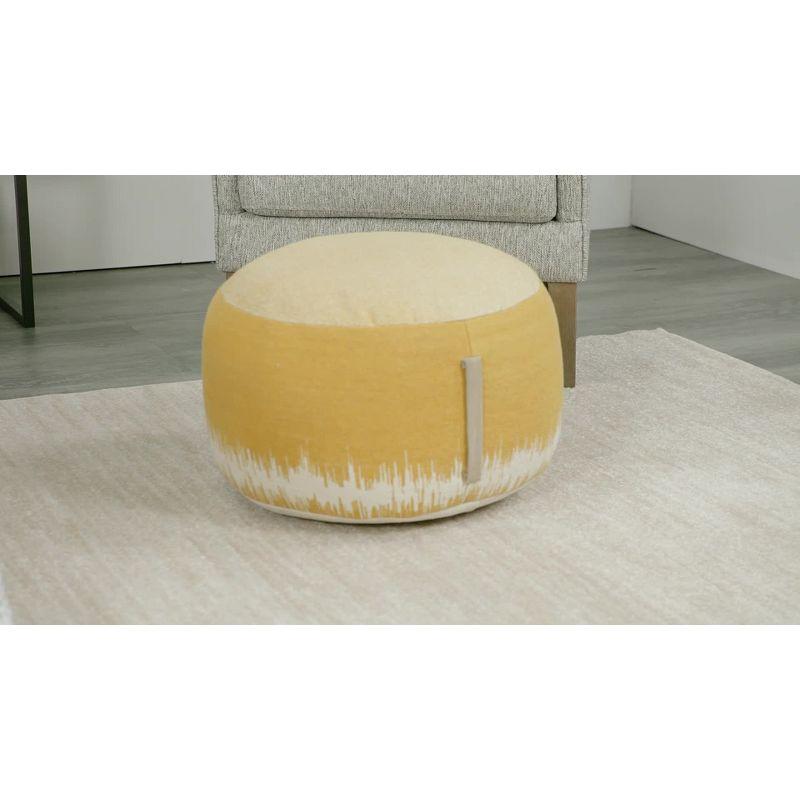 Mina Victory Life Styles Stonewash 20" x 20" x 12" Indoor Drum Pouf with Handle