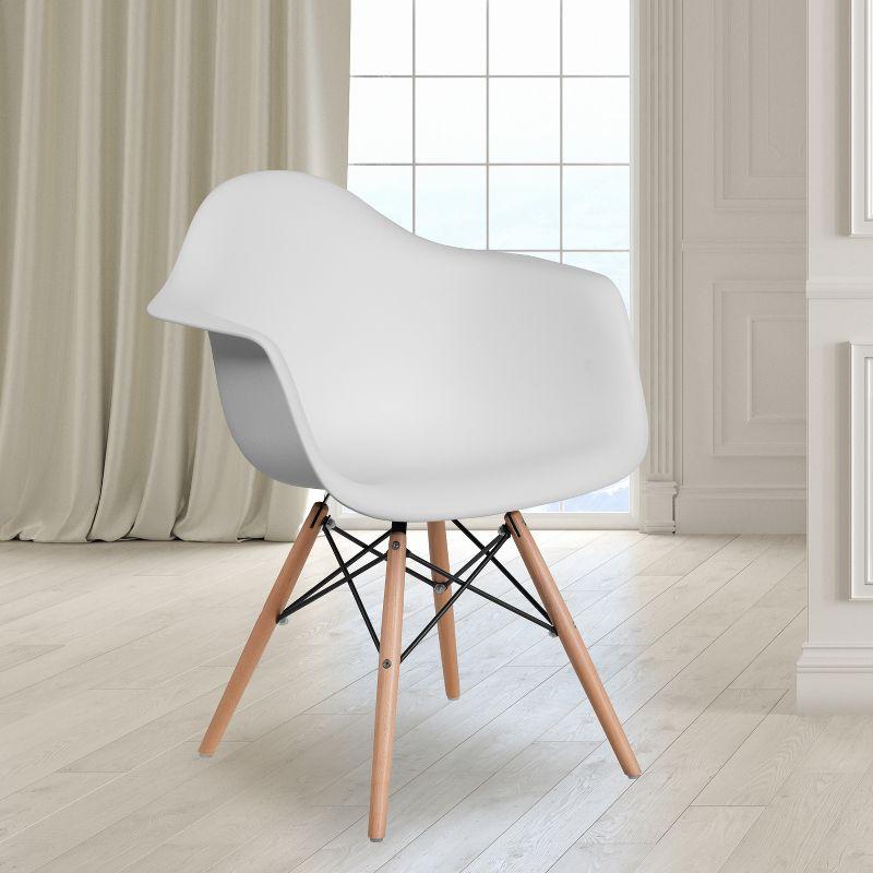 Flash Furniture Alonza Series Plastic Chair with Arms and Wooden Legs