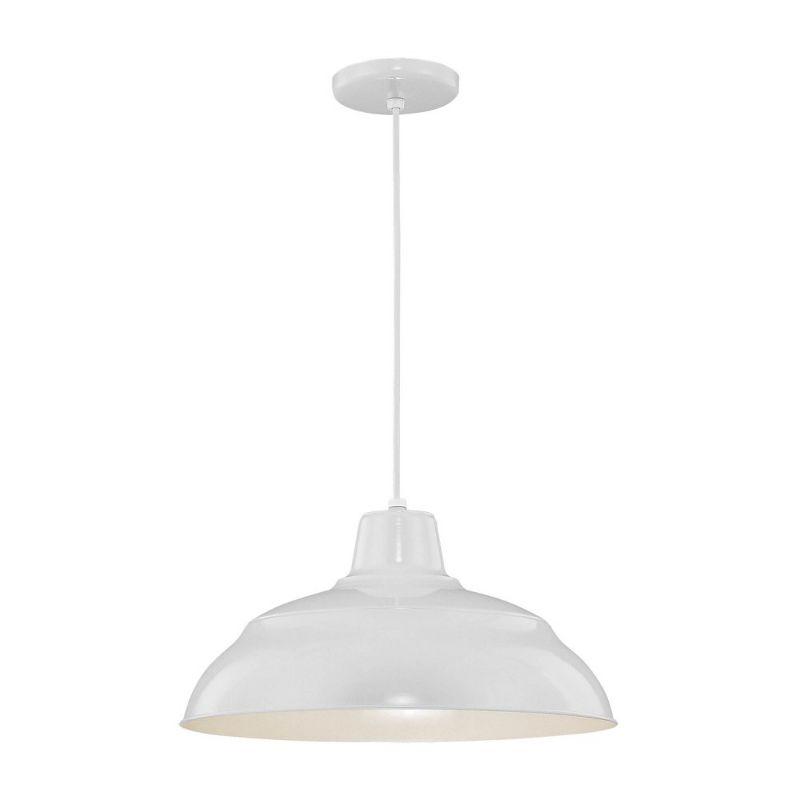 Polished Nickel 17" White Indoor/Outdoor Pendant Light