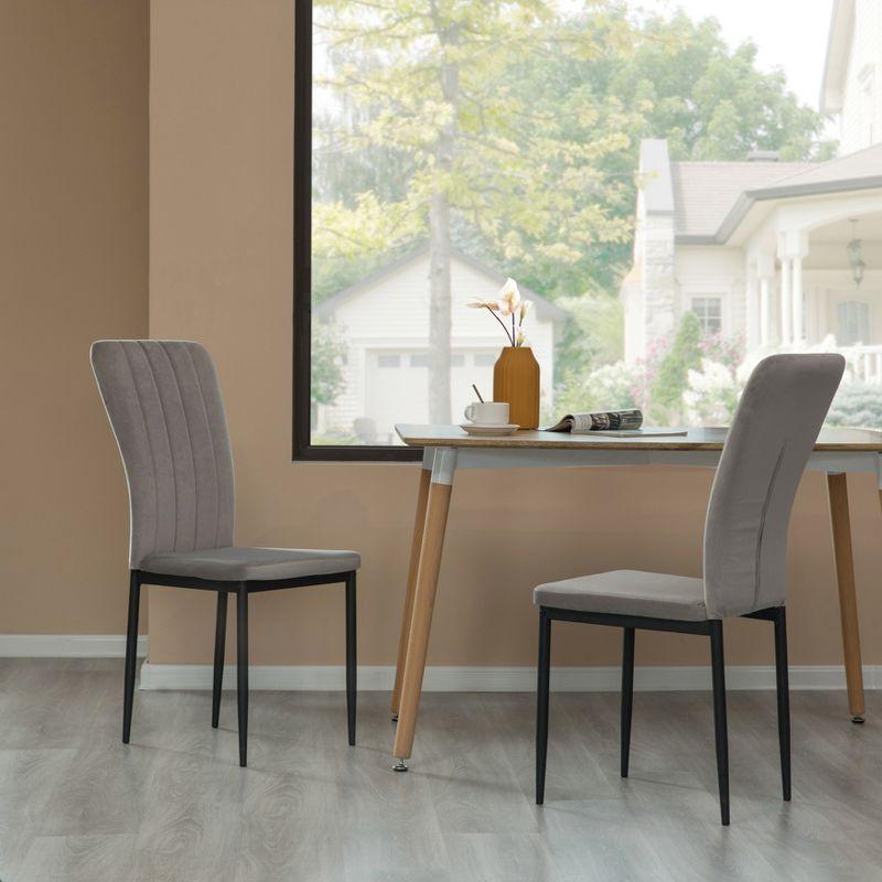 Elegant Gray Velvet Upholstered Metal Side Chair