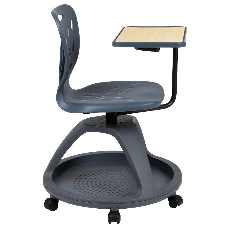 Flash Furniture Mobile Desk Chair with 360° Tablet Rotation and Storage Cubby