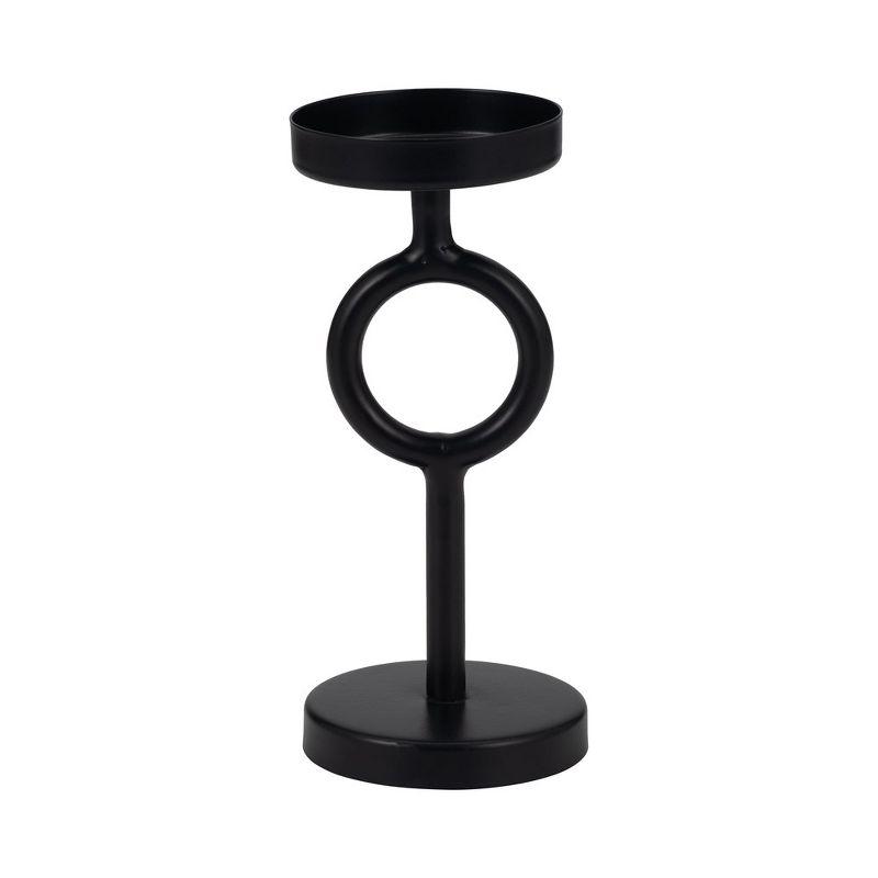 Sagebrook Home 8" Metal Candle Holder - Contemporary Black Iron Narrow Round Candle Holder for Home, Office, Event Decor - Centerpiece Candle Decor