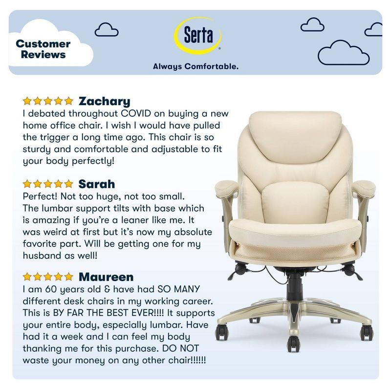 Work Executive Office Chair Ivory - Serta : Ergonomic Pneumatic Height Adjustment, Lumbar Support