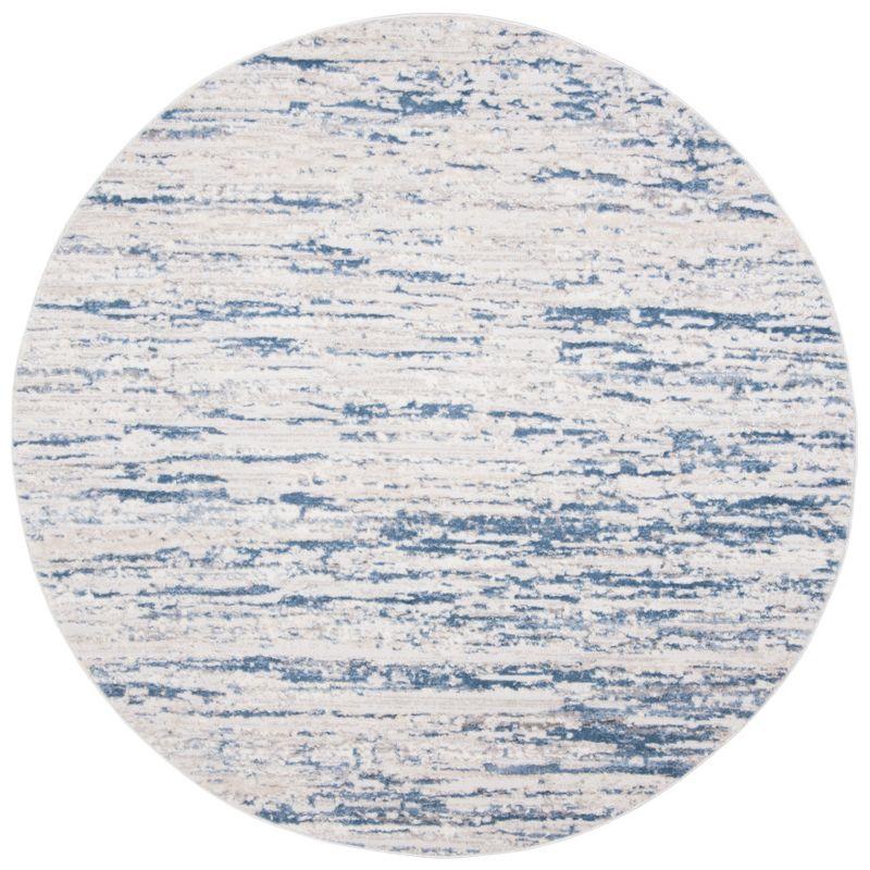 Amelia Ivory and Blue Round Synthetic Area Rug