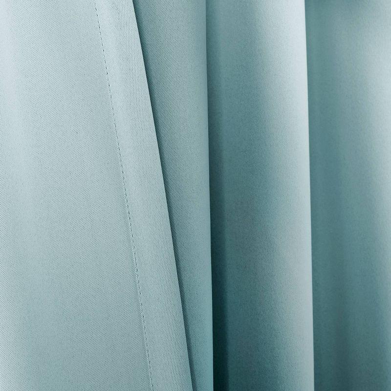 Blue Blackout Polyester Rod Pocket Curtain Panels