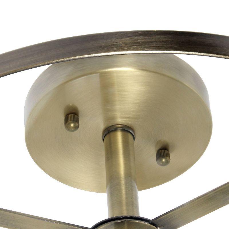 3-Light 13" Industrial Farmhouse Glass/Metallic Accented Semi-flushmount Ceiling Light Brass - Lalia Home: UL Listed, Metal Body, E12 Base