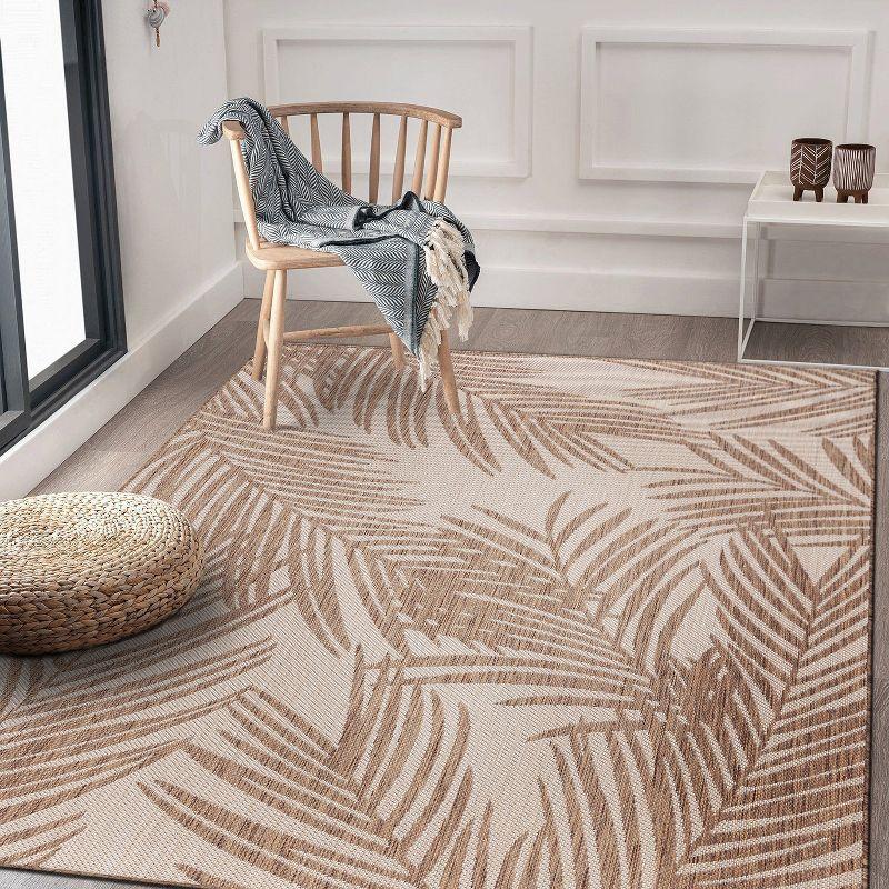 World Rug Gallery Contemporary Distressed Leaves Textured Flat Weave Indoor/Outdoor Area Rug