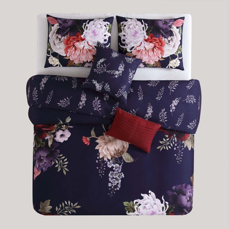 Bebejan Deep Purple Garden 100% Cotton 5-Piece Reversible Comforter Set