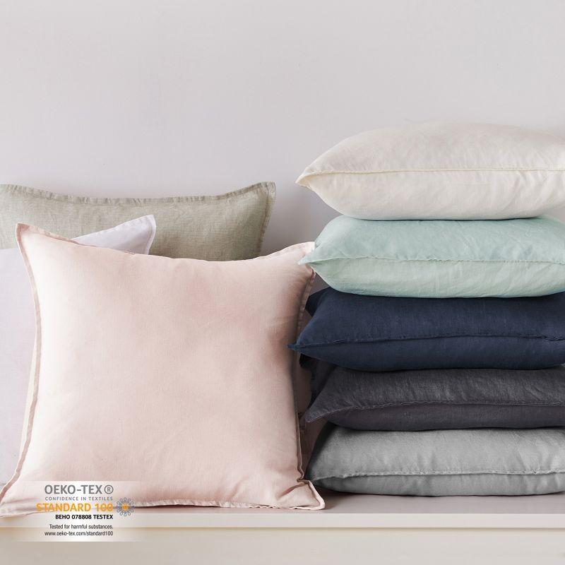 Washed Linen Square Decorative Pillow Cover Set - White 2pk - Levtex Home