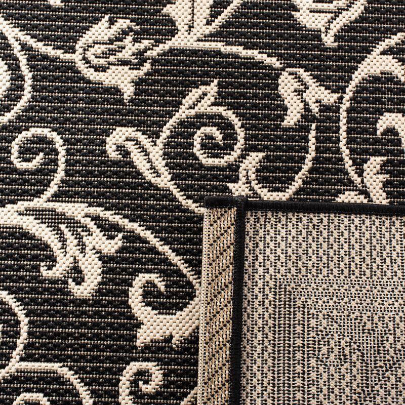 Courtyard CY2098 UV & Stain Resistant Non-Shedding Power Loomed Indoor/Outdoor Runner Rug - Black/Sand - 2'3"x14' - Safavieh