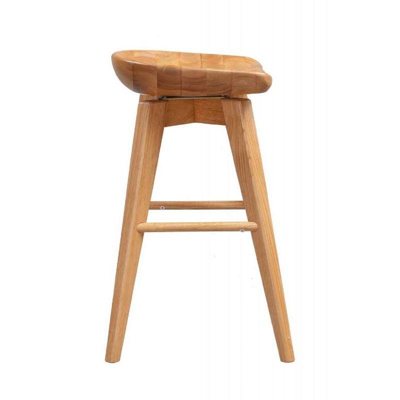 24" Bali Swivel Counter Height Barstool Hardwood/Natural - Boraam: Flared Legs, Backless Design