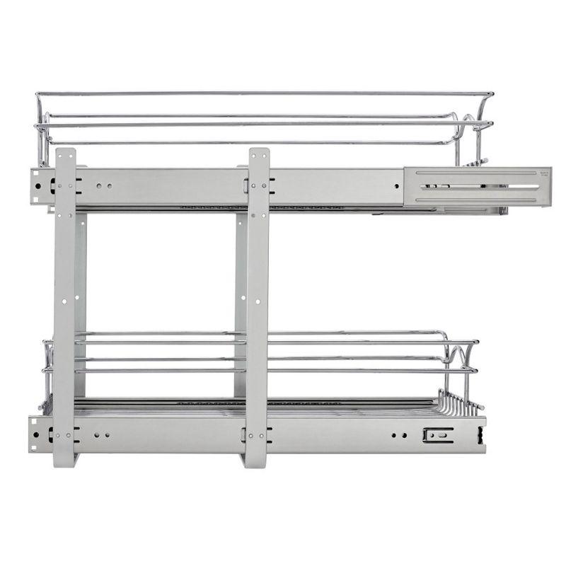 Rev-A-Shelf 5WB2 2-Tier Wire Basket Pull Out Shelf Storage for Kitchen Base Cabinet Organization, Chrome