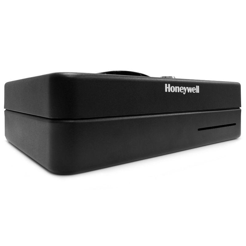 Honeywell Deluxe Steel Cash Box: Black Key Lock Safe with Removable Tray, 0.23 Volume, No Assembly Required