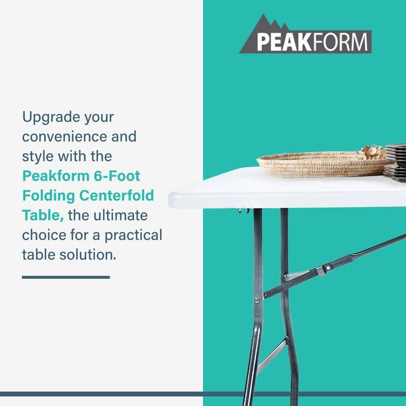 Peakform Multipurpose Banquet Fold-In-Half Table Lightweight Durable Desk with Secure Base for Indoor and Outdoor Events, 6 Foot, White