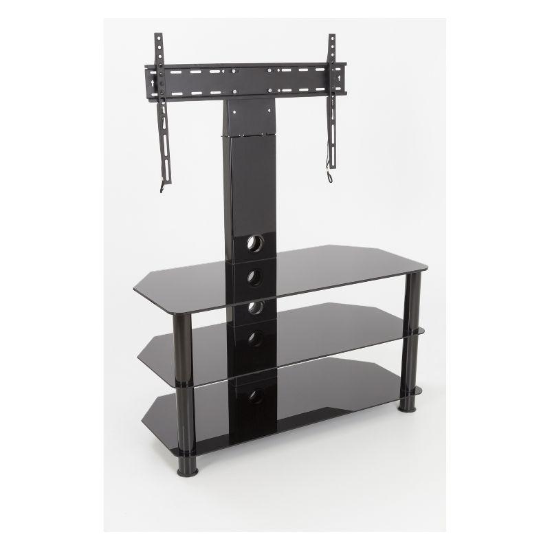 AVF TV Stand for TVs up to 60" with TV Mount Black: Tempered Glass Shelving, Metal Frame, Integrated Mount