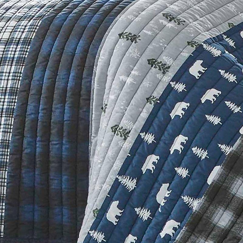 Eddie Bauer Blue Creek Plaid Cotton Reversible Quilt Set