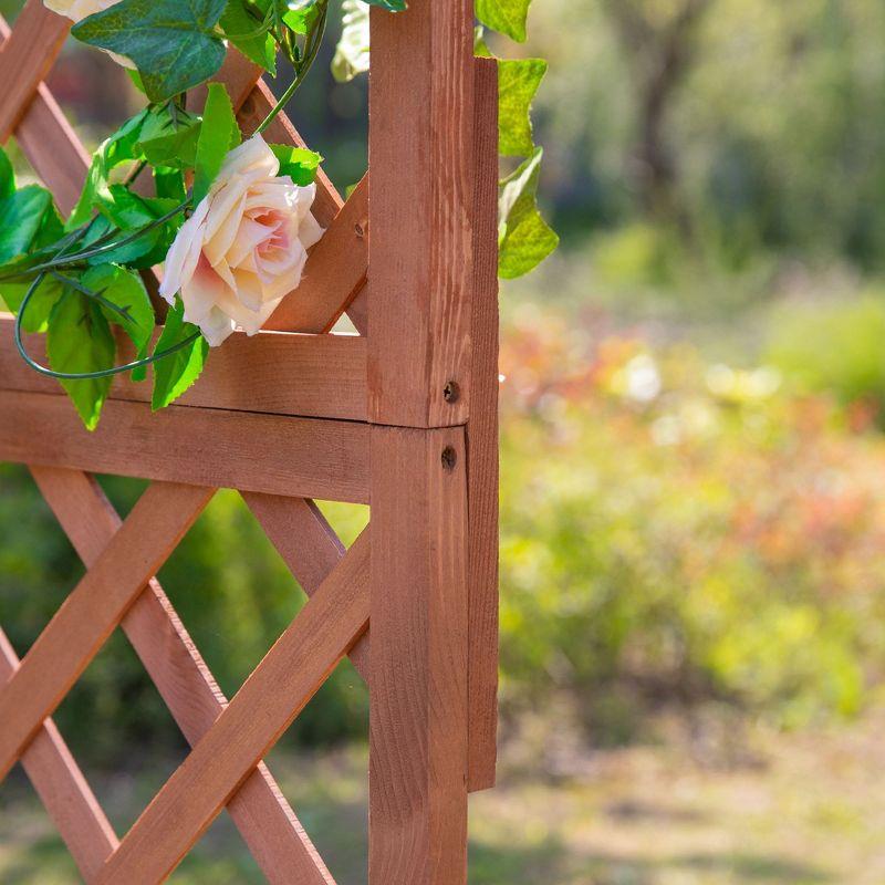 Outsunny Wooden Raised Garden Bed, Raised Planter Box, Planter with Trellis for Climbing Plants Flowers