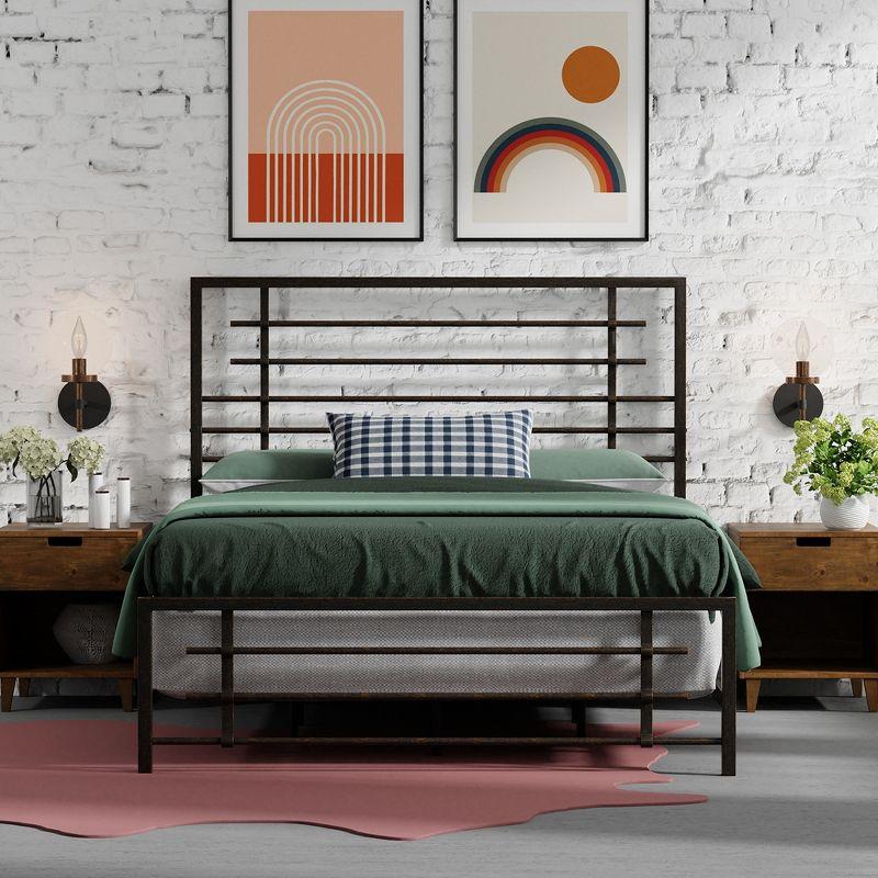 17 Stories Mcintosh Industrial Metal Snap Assembled Bed Frame