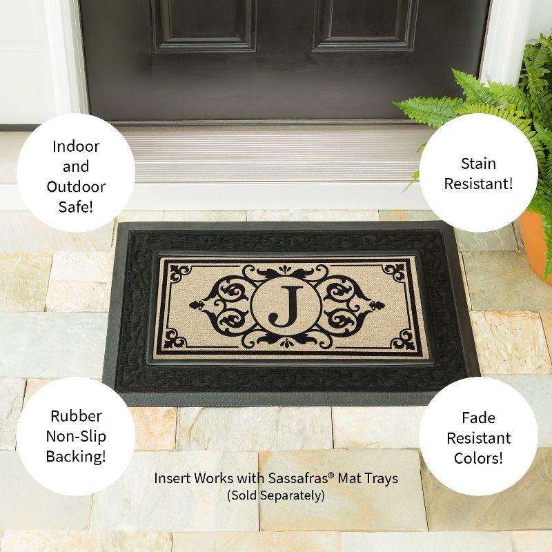 Evergreen Enterprises, Inc Monogram Cambridge Monogram Burlap Sassafras Switch 22 in. x 10 in. Non-Slip Indoor Door Mat