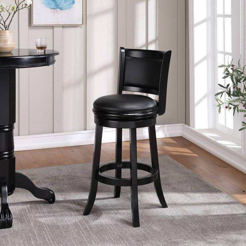 Augusta 29" Black Faux Leather Swivel Wood Bar Stool