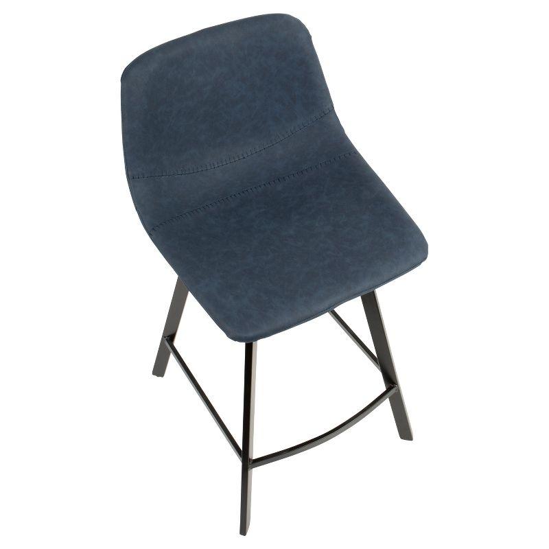 Set of 2 26" Outlaw Industrial Counter Height Barstool Blue - Lumisource: Faux Leather, Metal Legs, Footrest