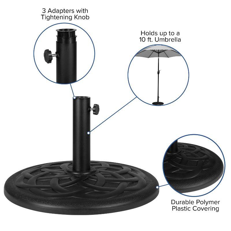 Black Concrete Patio Umbrella Base with Weatherproof Coating