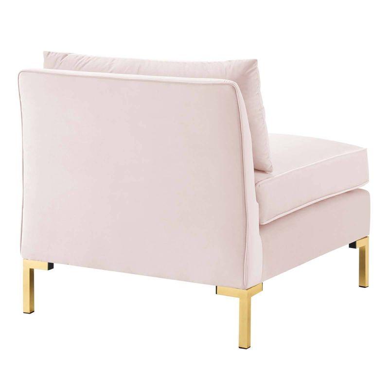 Pink Velvet Armless Chair with Gold Metal Legs