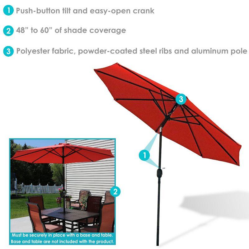 Sunnydaze Outdoor Aluminum Patio Table Umbrella with Polyester Canopy and Push Button Tilt and Crank - 9' - Burnt Orange