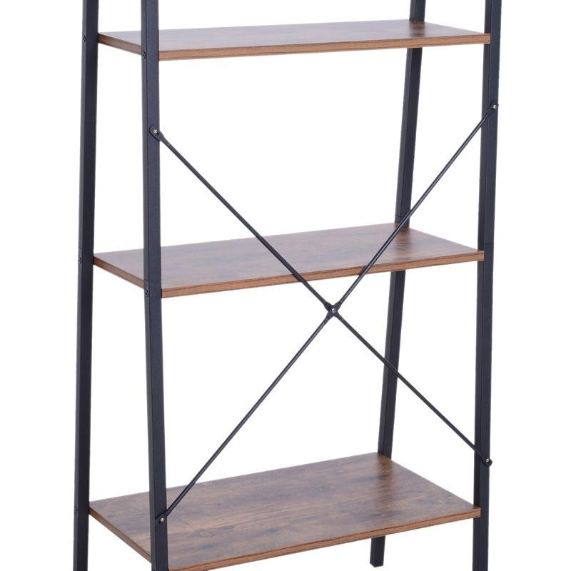 Modern 4-Tier Black Ladder Shelf for Books and Decor