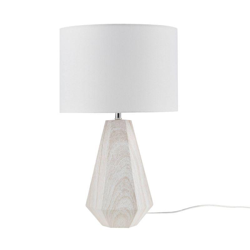 Flinn White Resin Table Lamp with Drum Shade