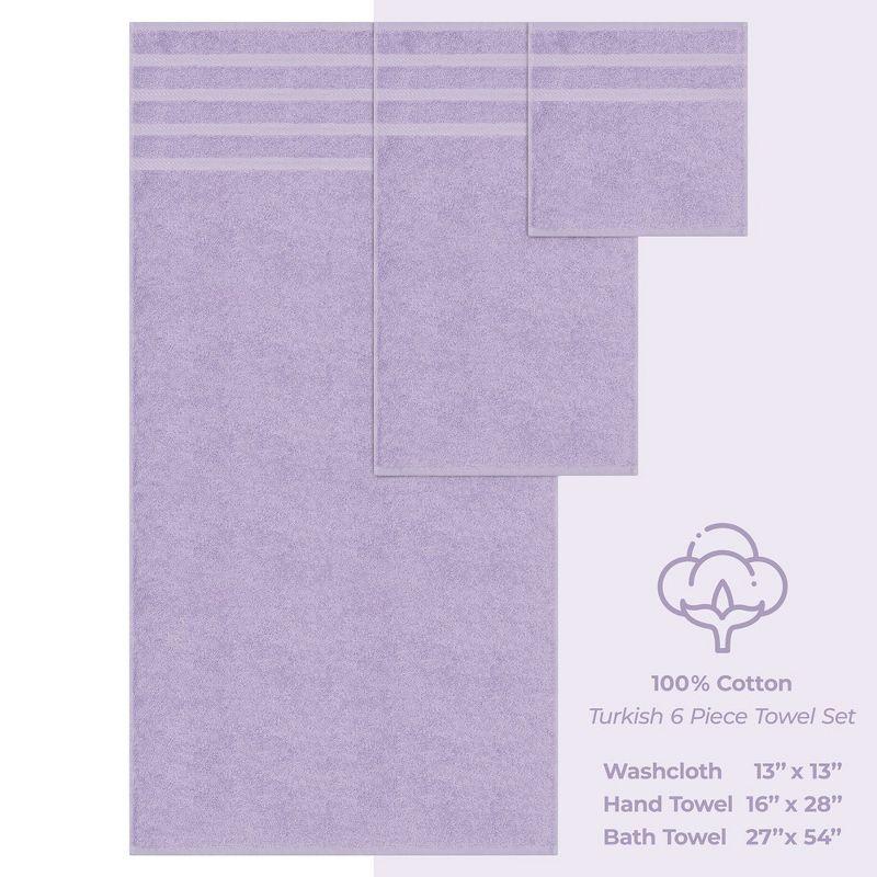 American Soft Linen 6 Piece Towel Set, 100% Cotton Bath Towels for Bathroom, Lilac