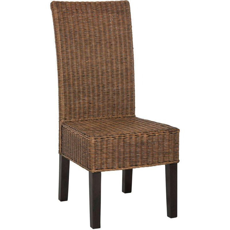 Arjun 18" H Wicker Dining Chair (Set of 2) - SEA8013 - Brown/Multi - Safavieh