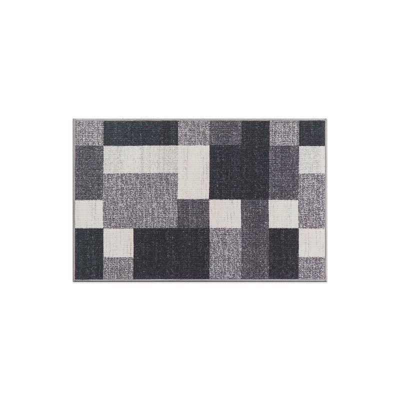 World Rug Gallery Modern Boxes Design Non-slip (Non-skid) Area Rug - Gray 2'7"x4'
