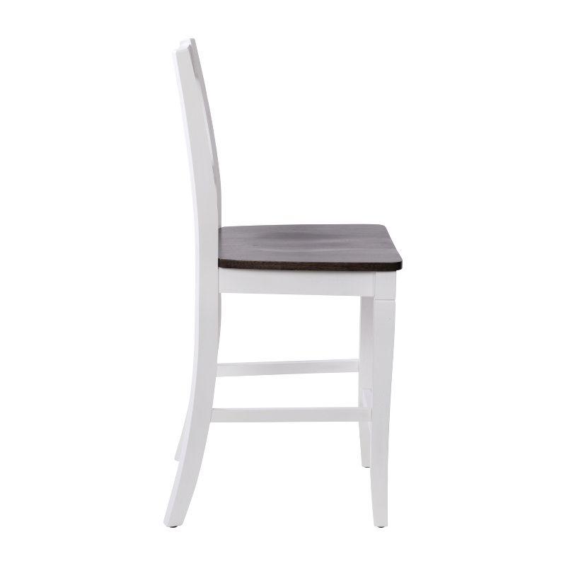 Merrick Lane Set of Two Solid Wood Modern Farmhouse Counter Height Dining Stool in Antique White Wash Finish