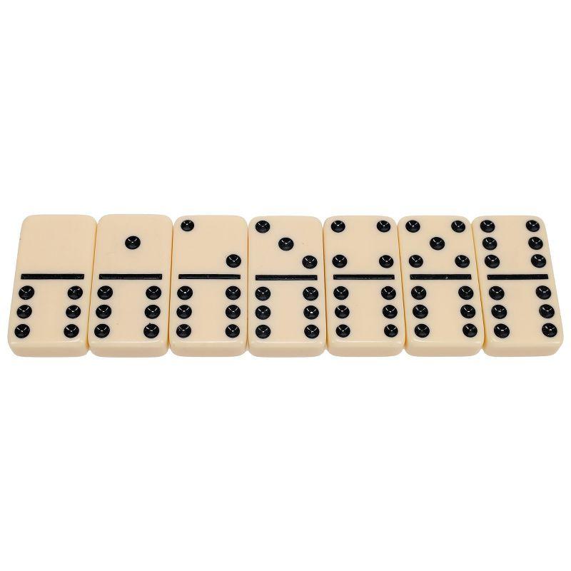 WE Games Double 6 Dominoes - Ivory with Black Vinyl Case