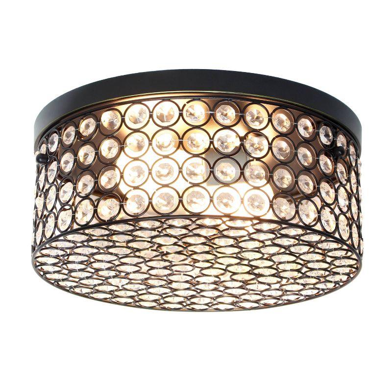 12" Restoration Bronze Crystal Flush Mount Ceiling Light