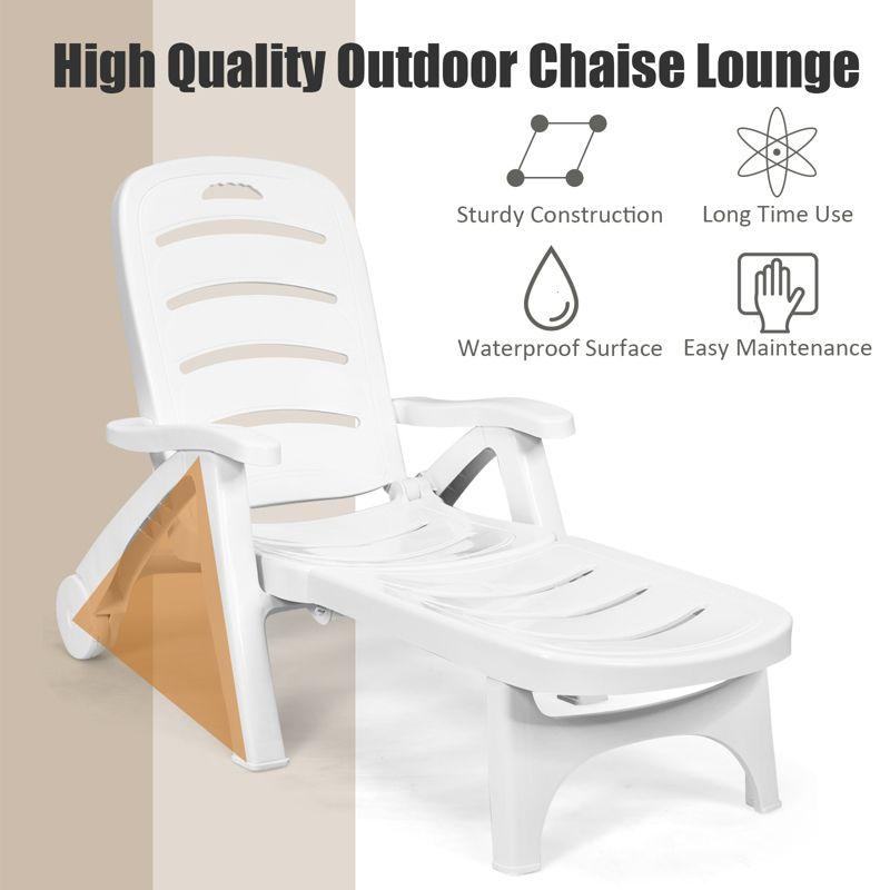 Tangkula Outdoor Chaise Lounge Chair 5-Position Folding Recliner for Beach Poolside Backyard