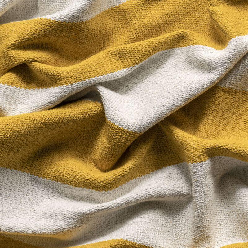 Sleek Yellow Stripe Tufted Cotton Area Rug 9' x 12'