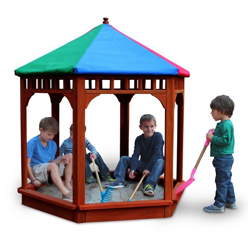 Multi-Color Roof Cedar Play-Zee-Bo Covered Sandbox