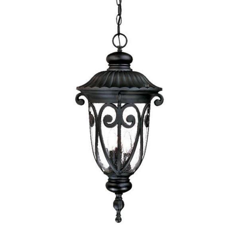 Naples Matte Black Aluminum 3-Light Outdoor Hanging Lantern