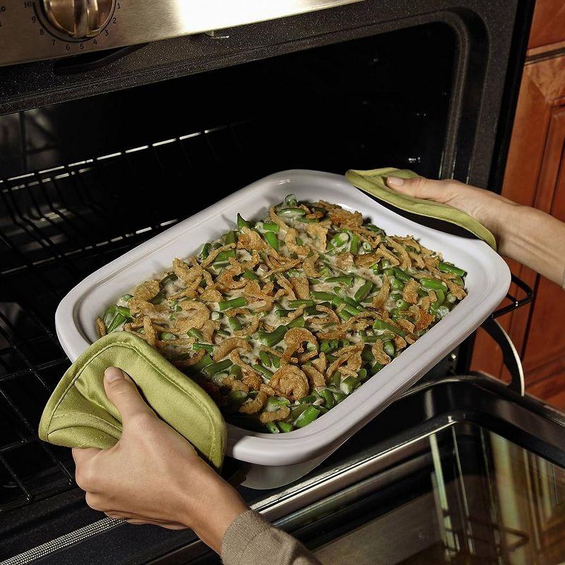 MegaChef 3.5qt Casserole Slow Cooker with 3 Temperature Settings Cream: Stainless Steel, Stoneware, Glass, Dishwasher-Safe Parts