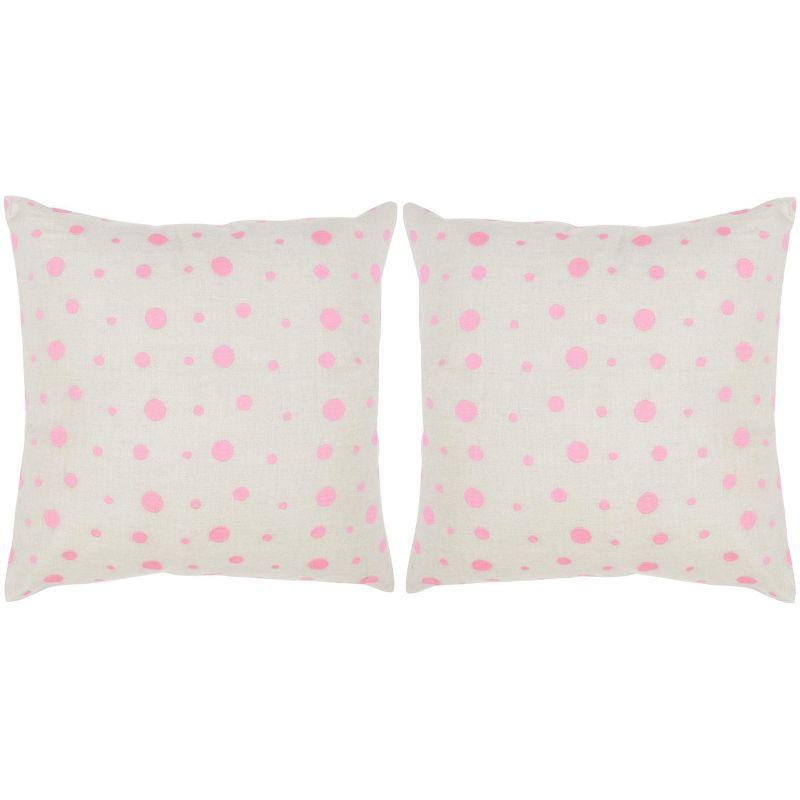 Polka Dots Feather Linen Throw Pillow