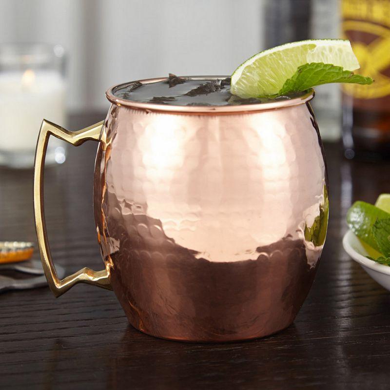 Handmade Copper Hammered Moscow Mule Mug with Brass Handle