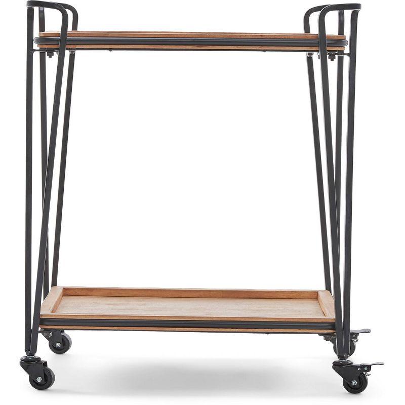 Cooper Black Metal and Wood Bar Cart with Storage