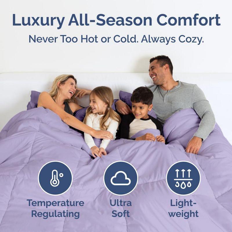 CGK Linens Premium All-Season Down Alternative Comforter - Fluffy Oversized Duvet Insert in Lavender, Size Full