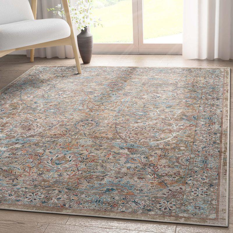 Ervin Emilia Vintage Persian Floral Blue Beige Flat-Weave Rug