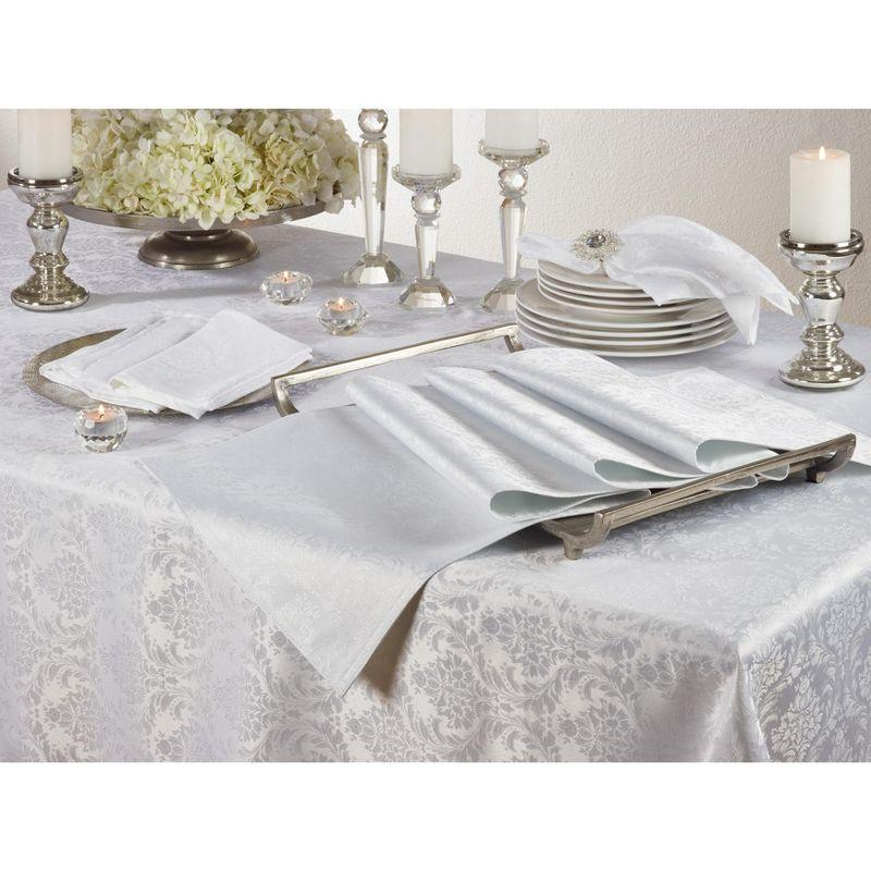 White Polyester Damask Design Table Runner